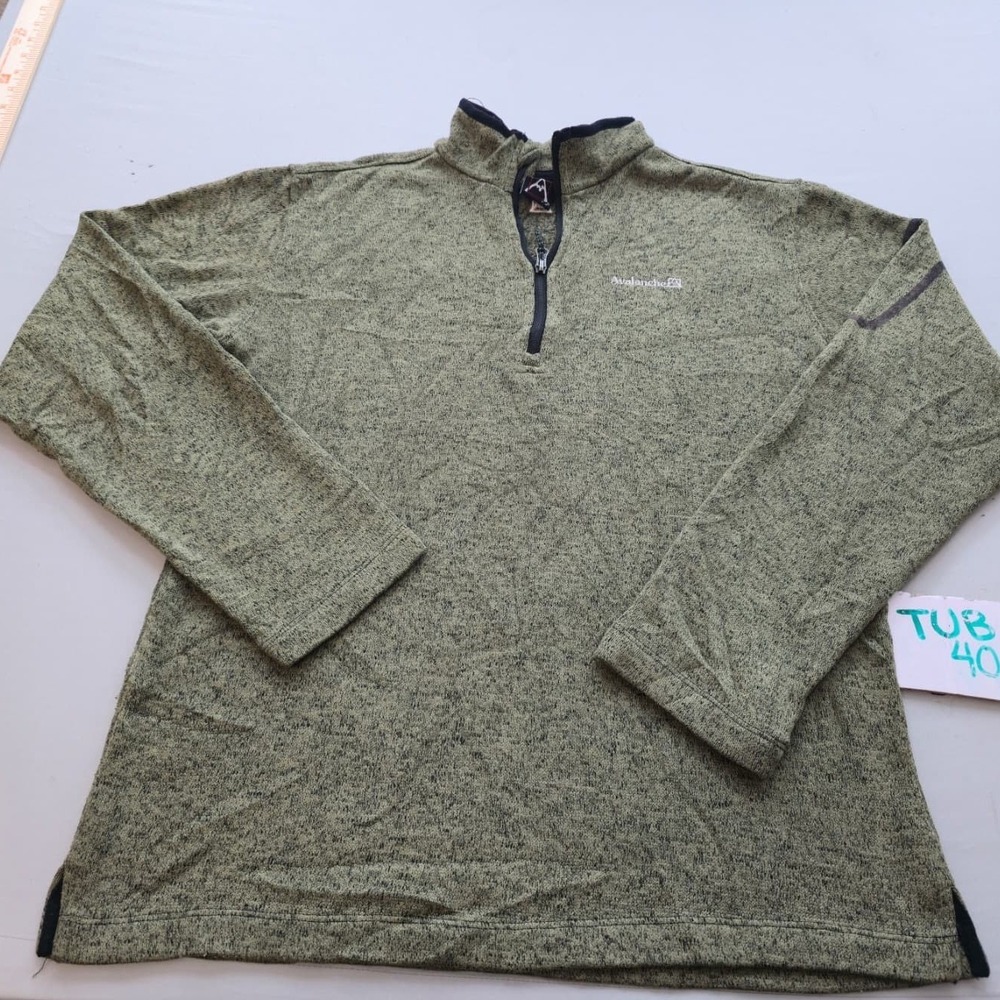 Avalanche Mens Quarter Zip Fleece Pullover Heather Green Thermal Mock Neck Med